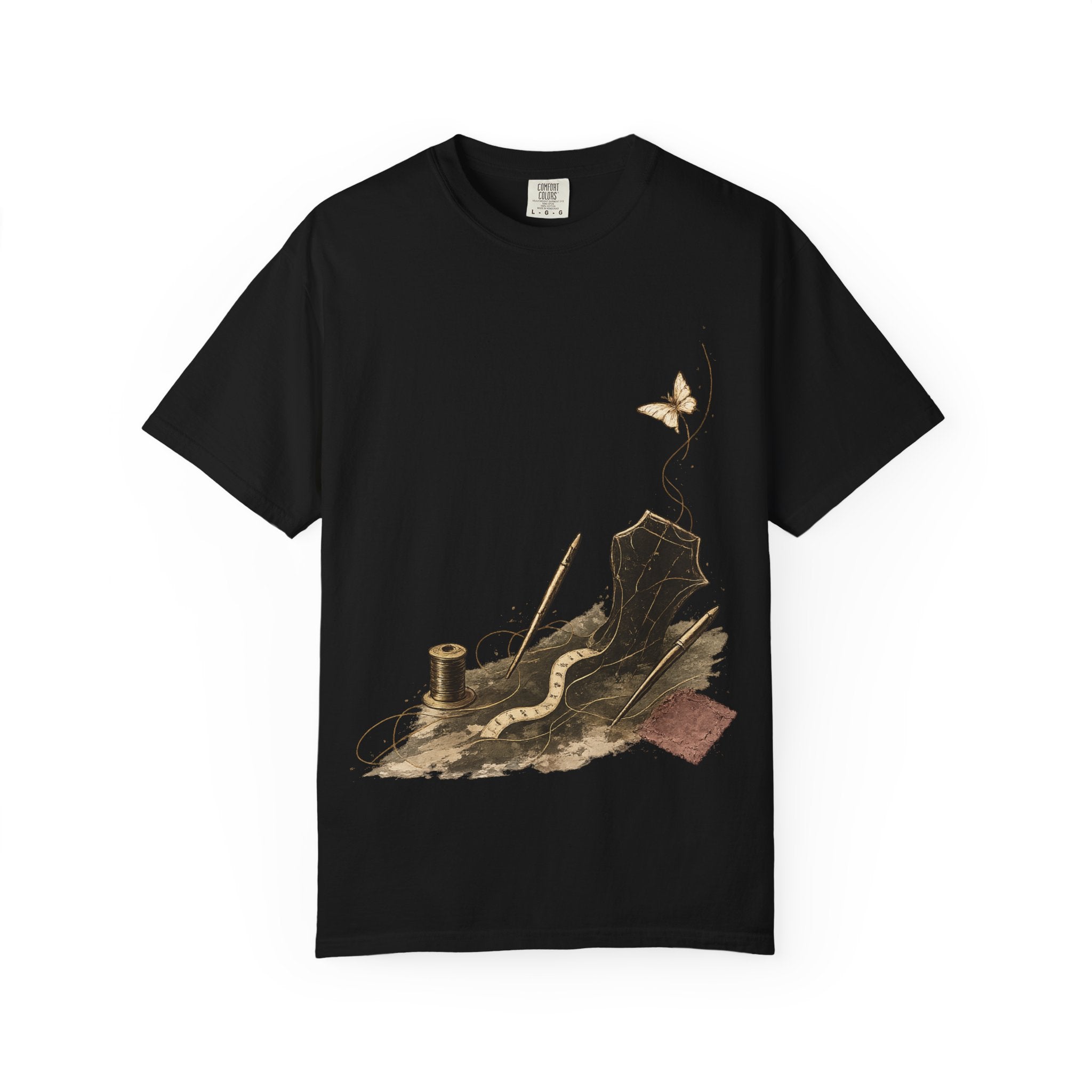 Front view of the Curiosity Never Graduates premium oversized black graphic T-shirt featuring robotics, chess, science, mathematics and space-inspired illustration by Wear Pardesi.