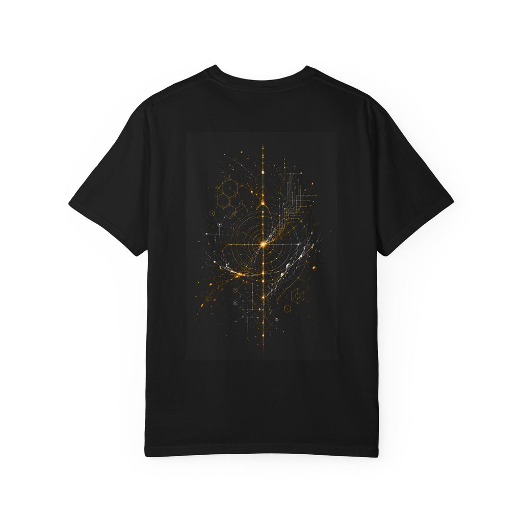 Curiosity Never Graduates premium oversized black graphic T-shirt featuring robotics, chess, science, mathematics and space-inspired artwork by Wear Pardesi.