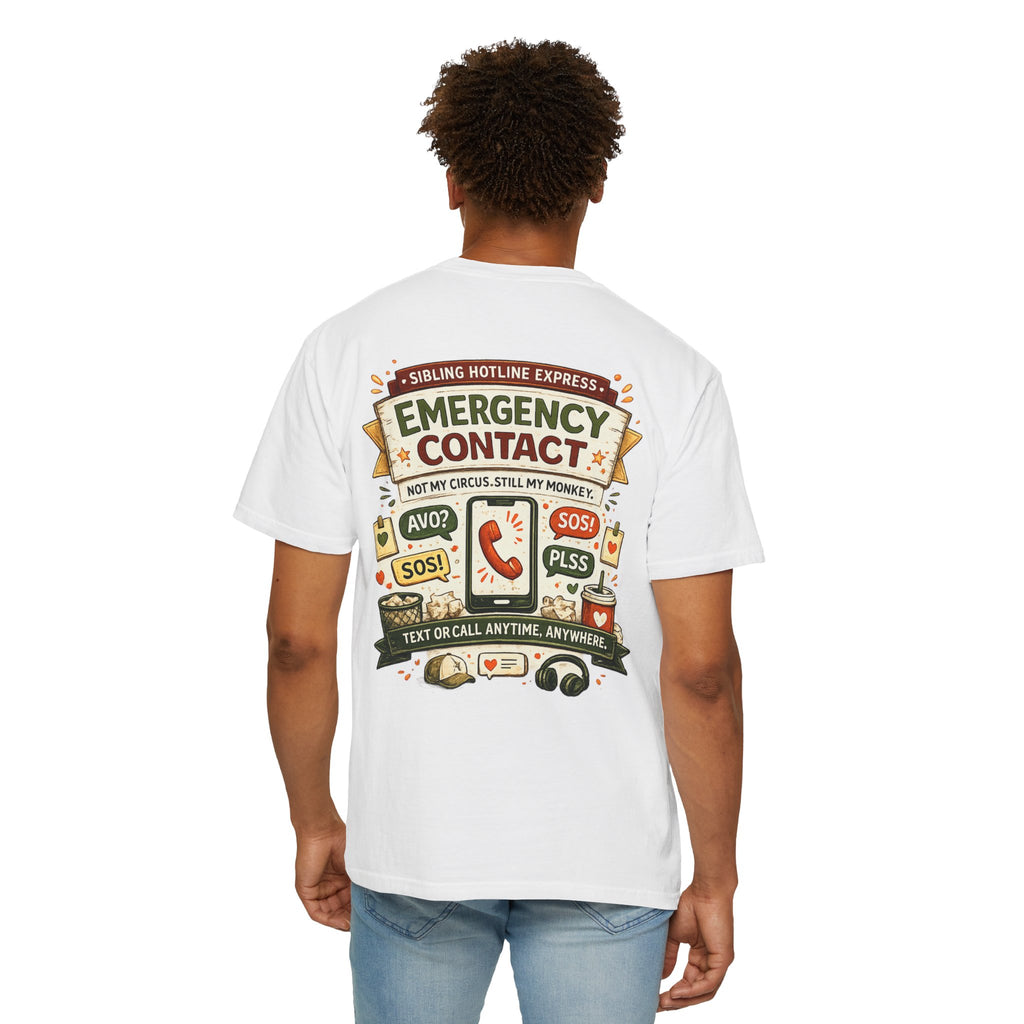 Emergency Contact — Funny Rakhi T-Shirt for Siblings 🚨