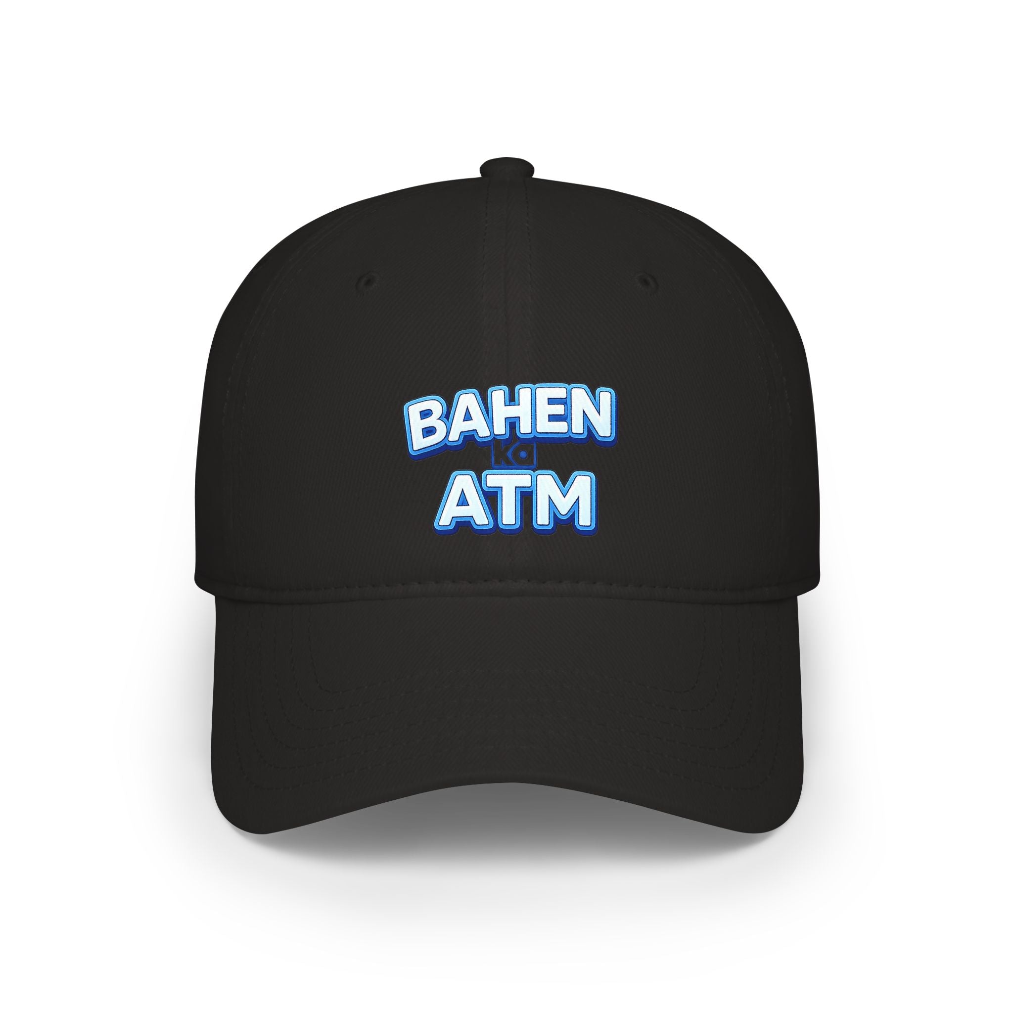 Bahen Ka ATM rakhi cap flat lay, black colorway