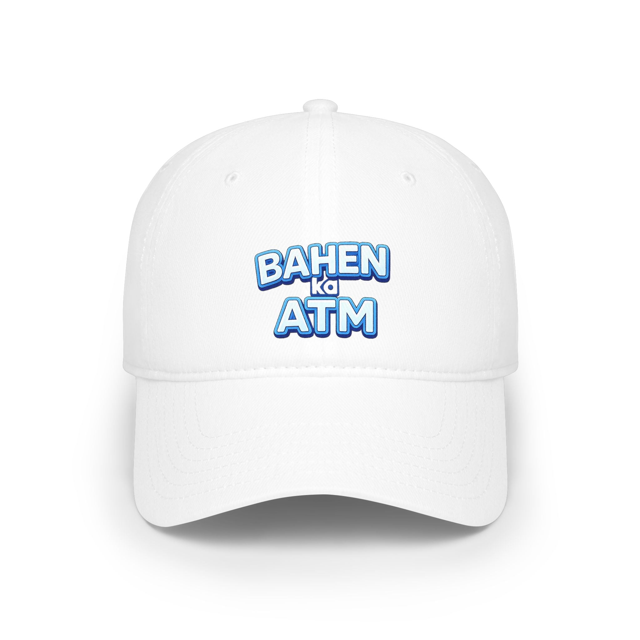 Bahen Ka ATM rakhi cap flat lay, white colorway