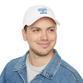 Model wearing Bahen Ka ATM rakhi cap, front view, white