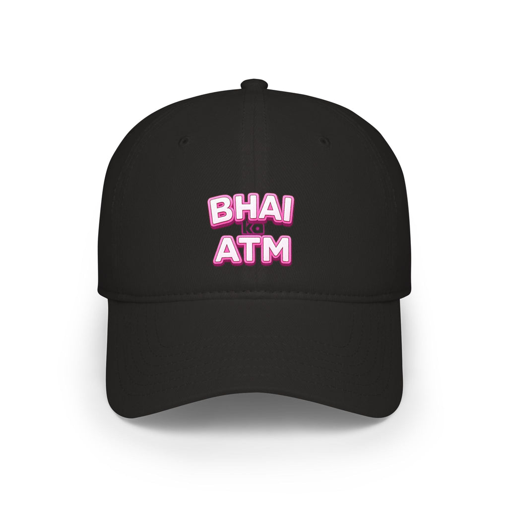 Bhai Ka ATM rakhi cap flat lay, black colorway