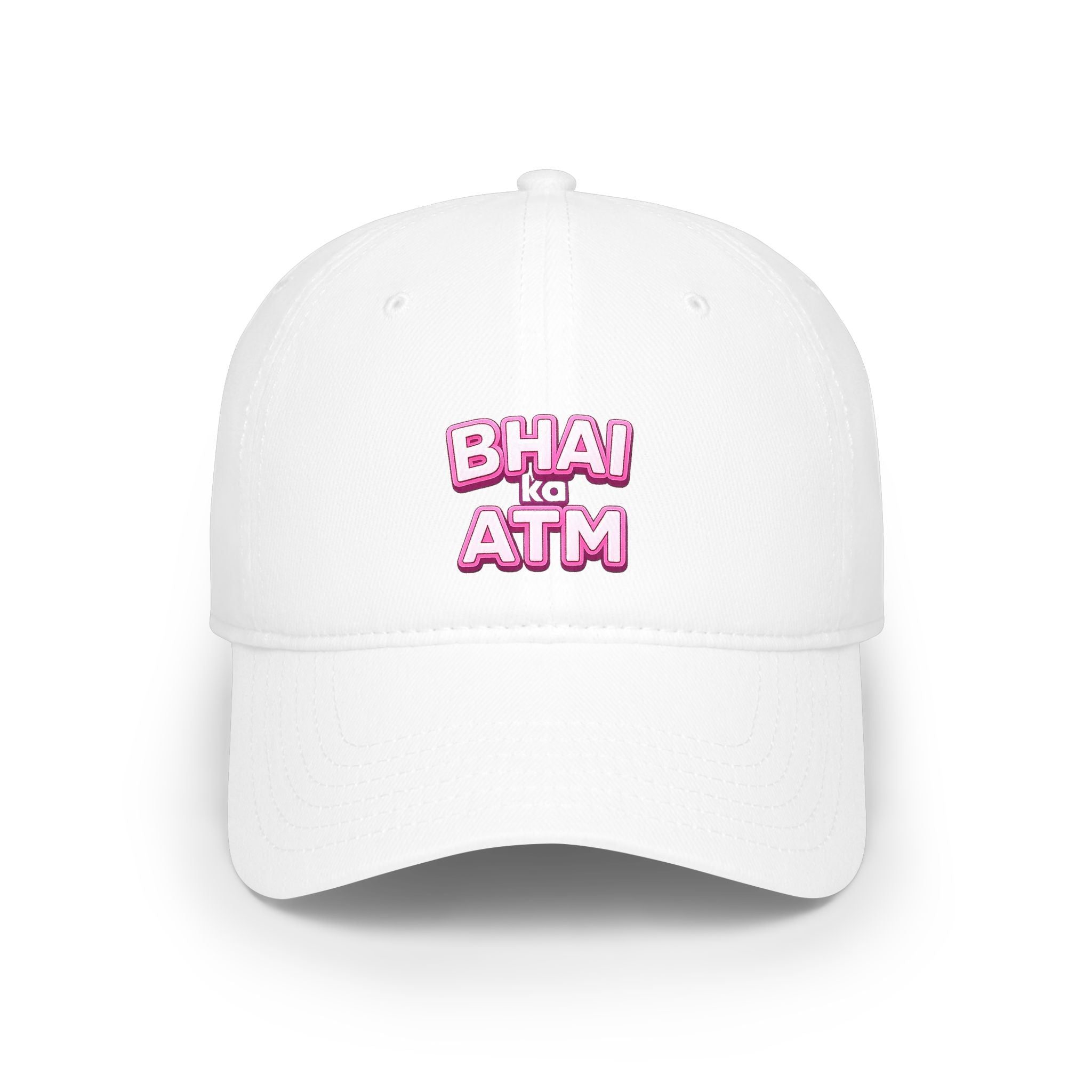 Bhai Ka ATM rakhi cap flat lay, white colorway