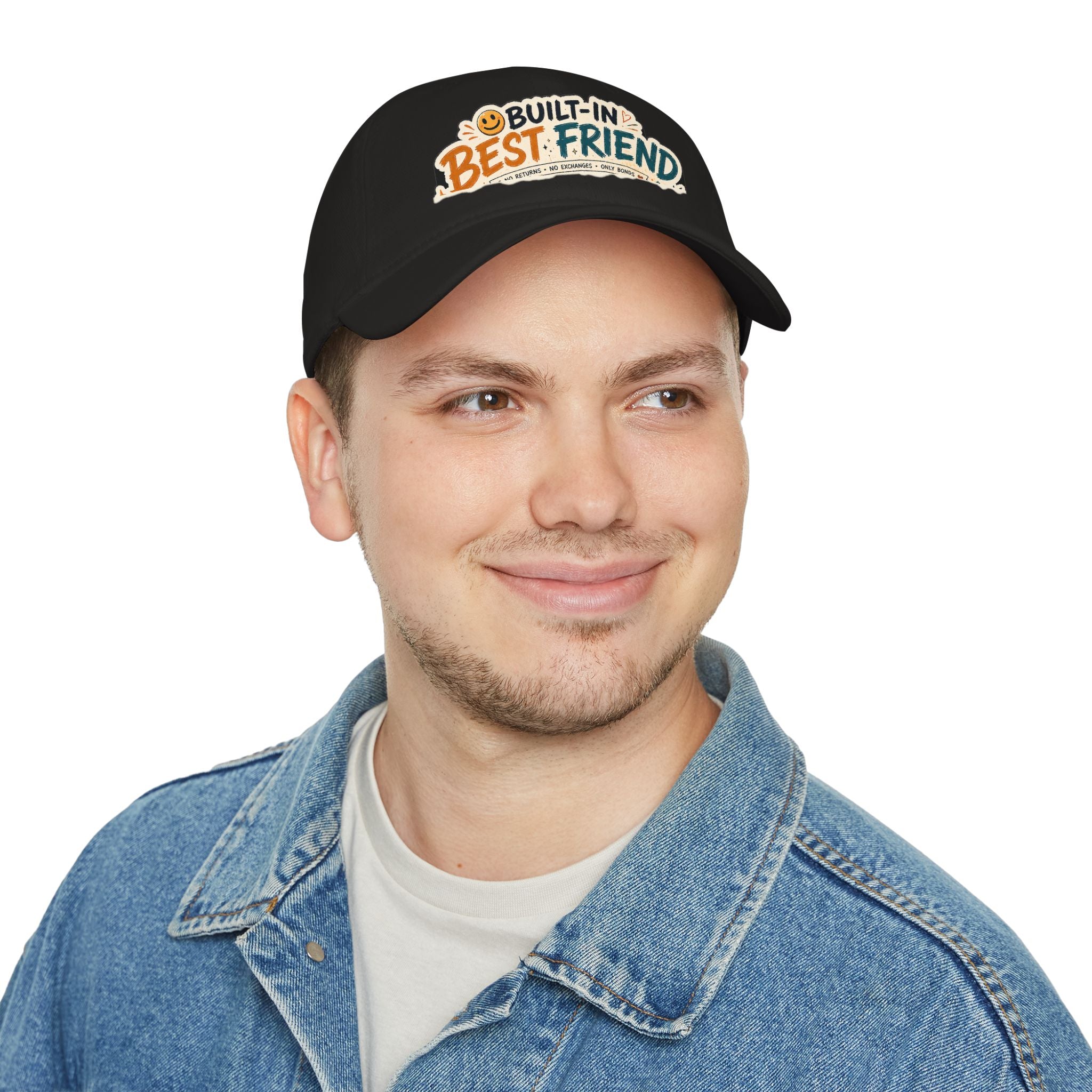 Model wearing Built-In Best Friend raksha bandhan cap, angle view