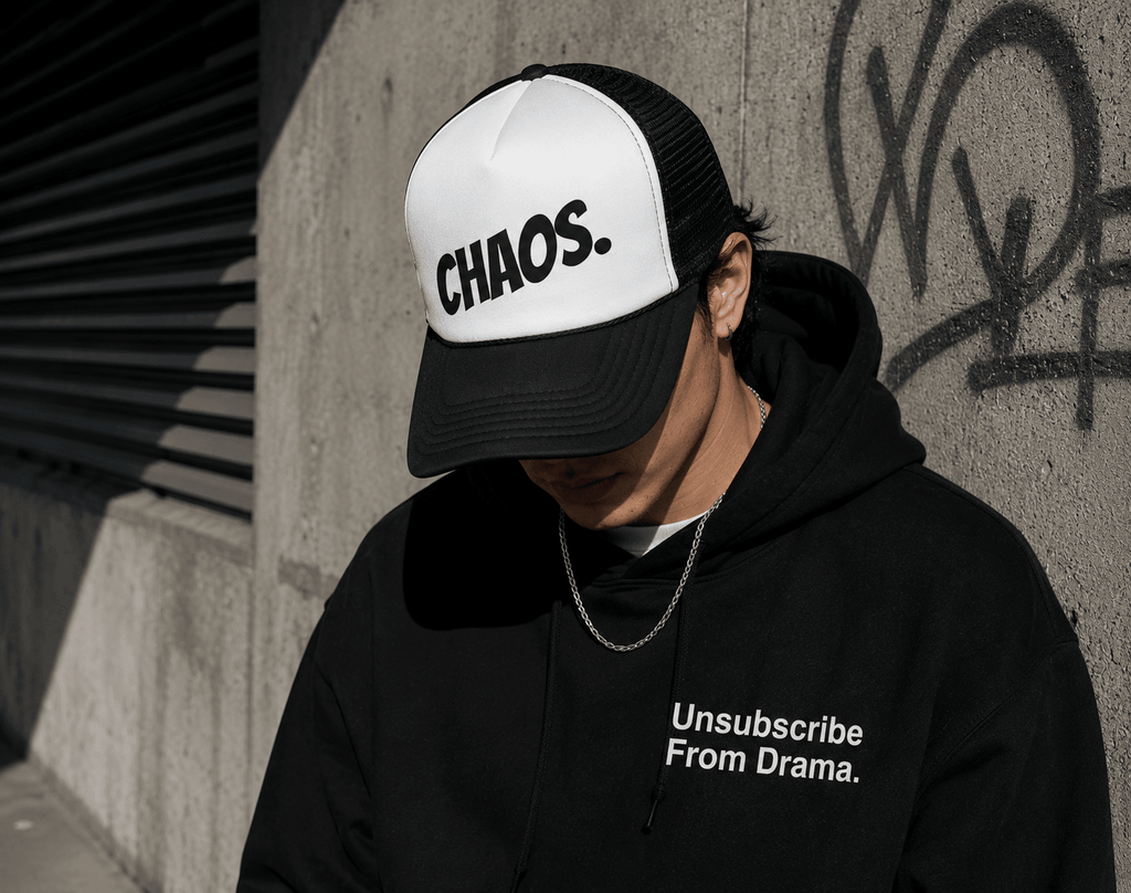 CHAOS funky trucker cap flat lay