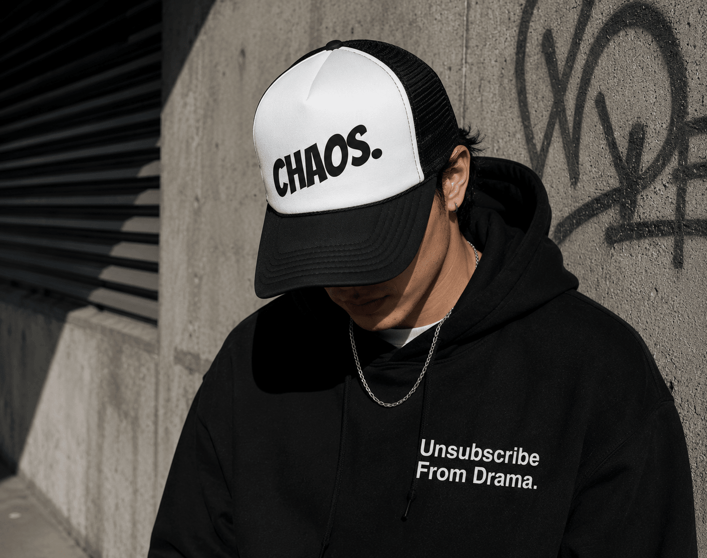 CHAOS funky trucker cap flat lay