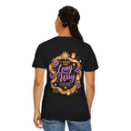 I Took the Long Way women's oversized t-shirt featuring lantern and floral graphic with 'Scenic Route' text
