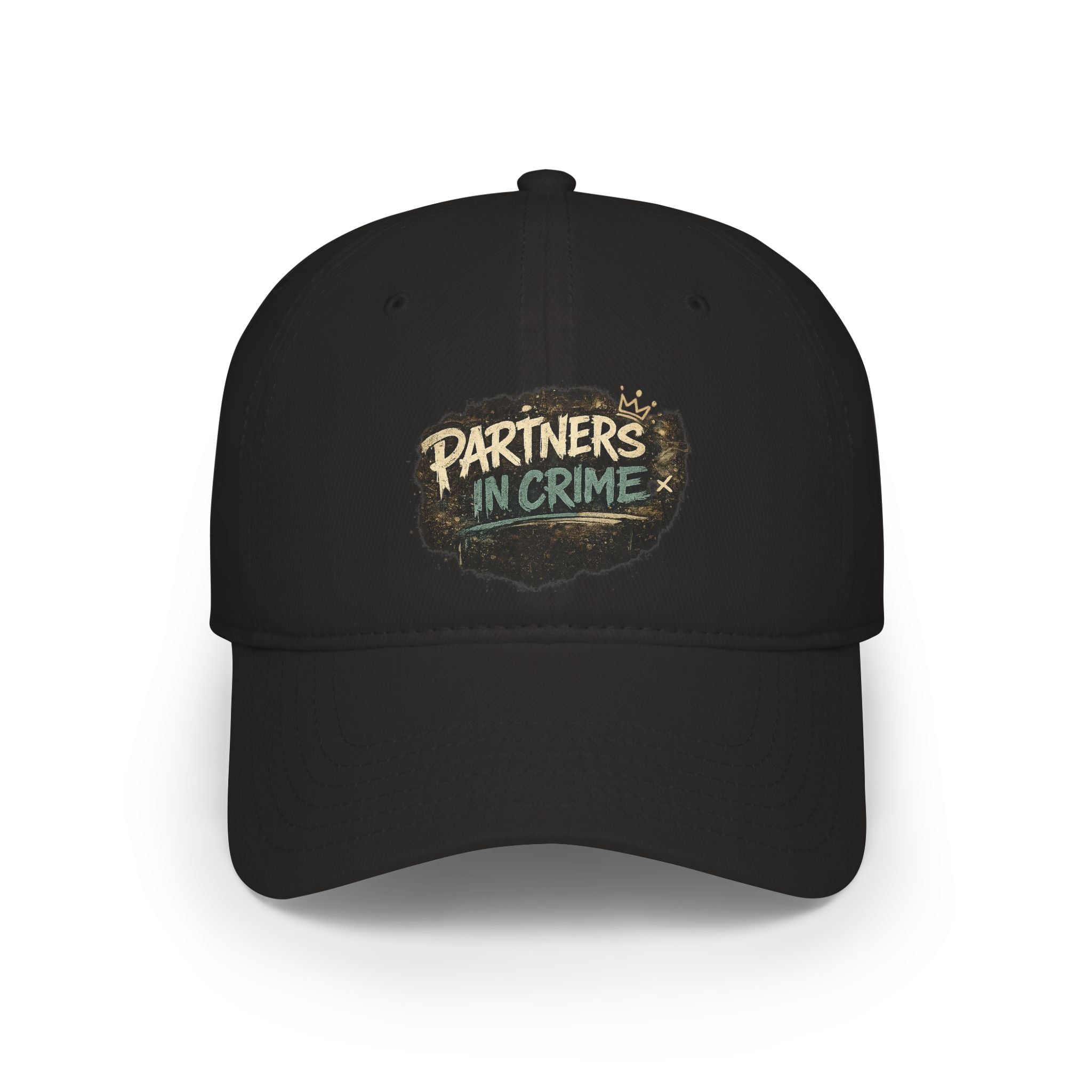 Partners in Crime rakhi cap flat lay, black colorway