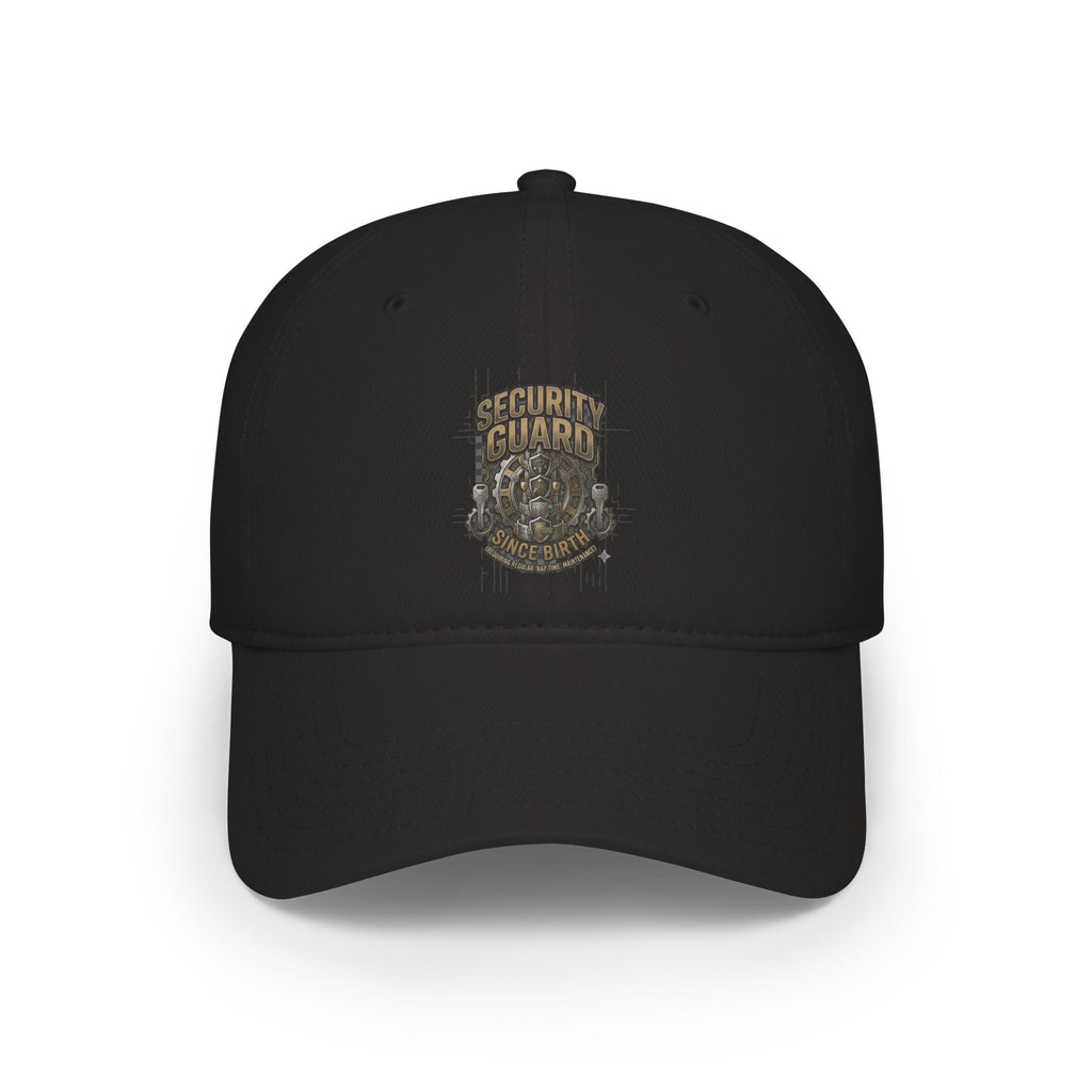 Model wearing Security Guard rakhi cap, front view, black