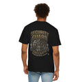 Model wearing Security Guard rakhi t-shirt, back view, black