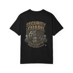 Security Guard Tee – Wear Pardesi Certified Chaos streetwear tee flat lay showing back graphic, black colorway