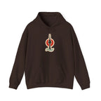 Front of a coffee brown hoodie with a small Seoul print