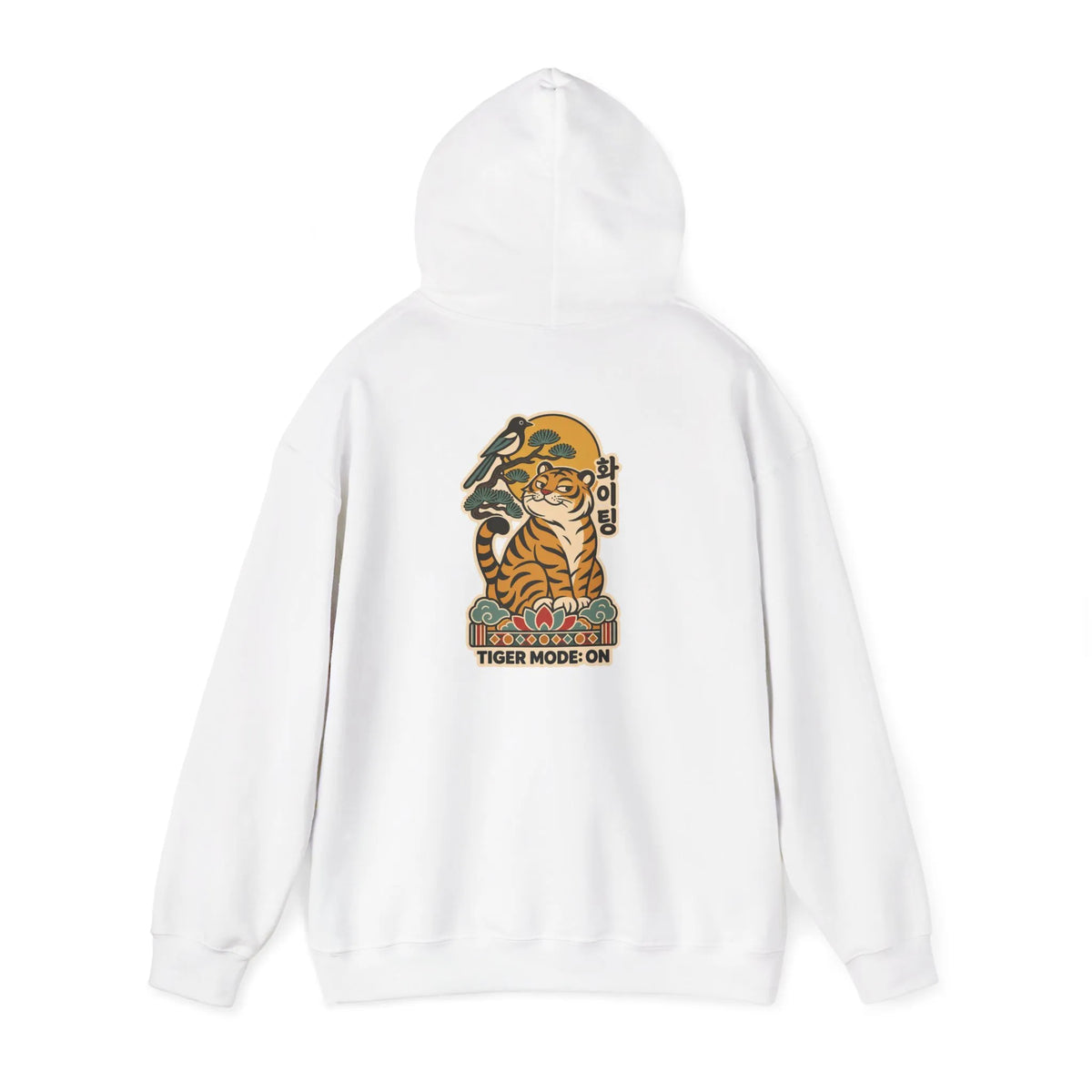 Off-white hoodie showing the tiger print on the back